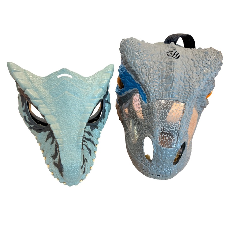 Jurassic World Chomping Blue‎ Raptor Dinosaur & Giganatosaurus Masks Costume